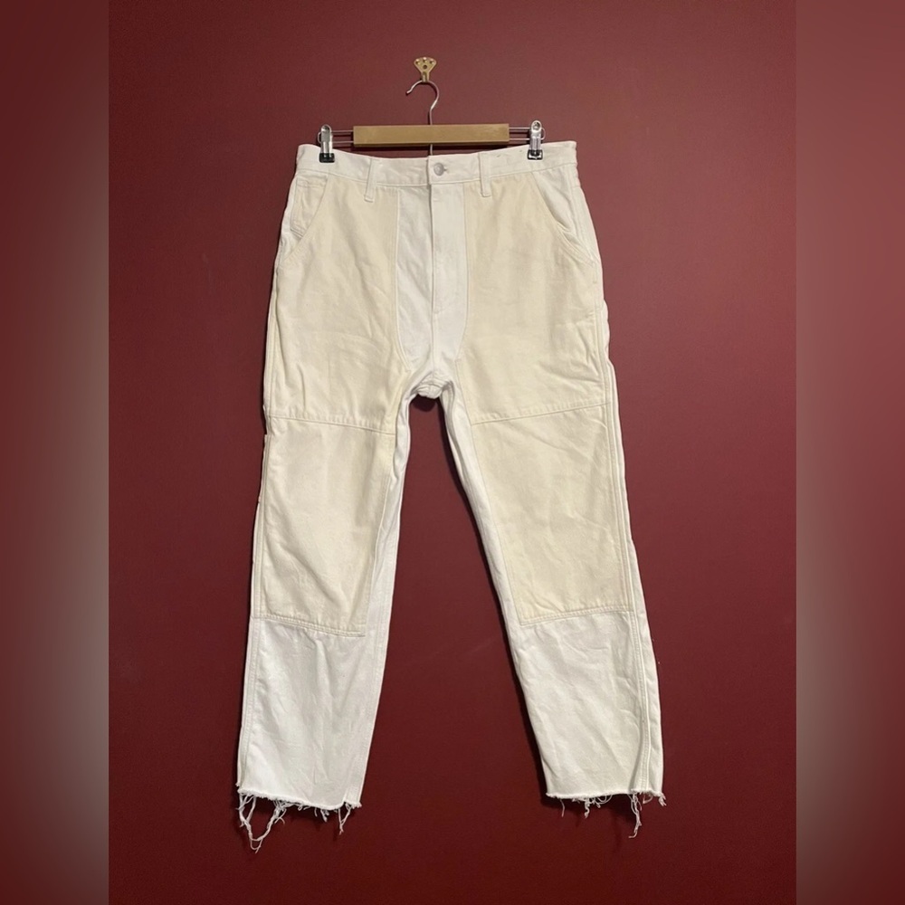 Madewell Womens 31 Carpenter Jeans Straight Leg Two Tone Workwear Edition White